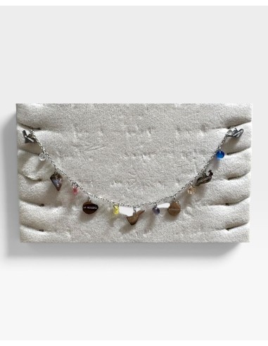 COLLAR ACERO 7 ISLAS PIEDRAS COLORES