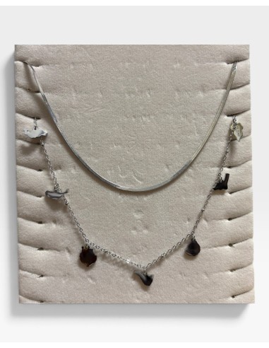 COLLAR ACERO 7 ISLAS DOBLE
