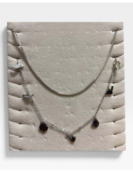 COLLAR ACERO 7 ISLAS DOBLE