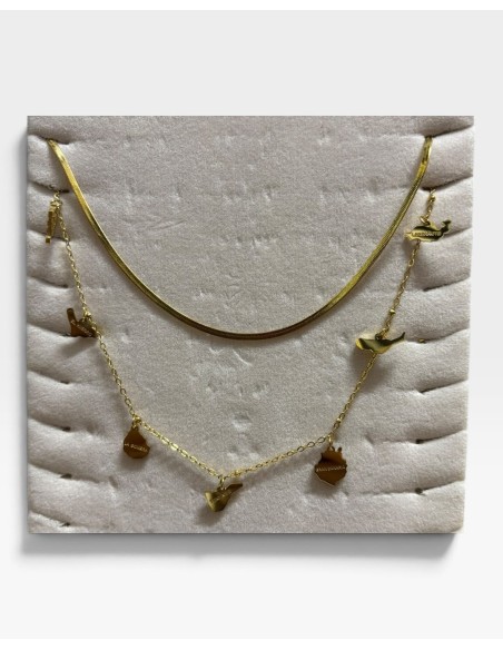 COLLAR ACERO 7 ISLAS DOBLE