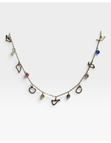 COLLAR ACERO 7 ISLAS PIEDRAS COLORES SILUETA