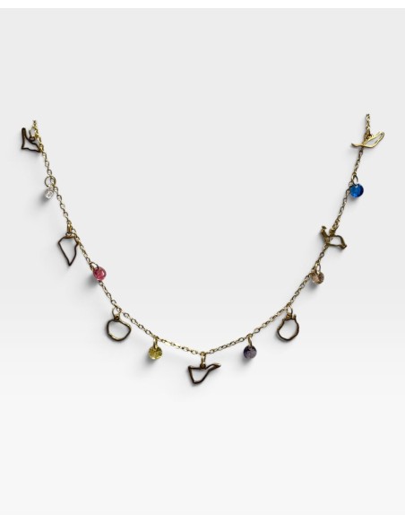 COLLAR ACERO 7 ISLAS PIEDRAS COLORES SILUETA