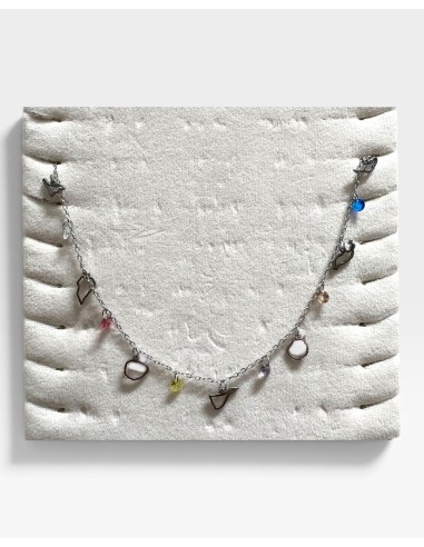 COLLAR ACERO 7 ISLAS PIEDRAS COLORES SILUETA