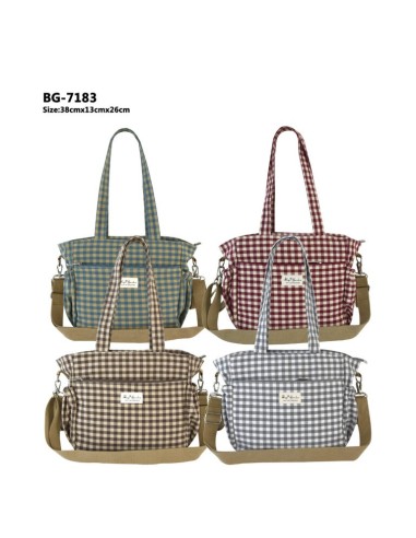 BOLSO ORGANIZADOR 3 EN 1 A CUADROS ALGODON