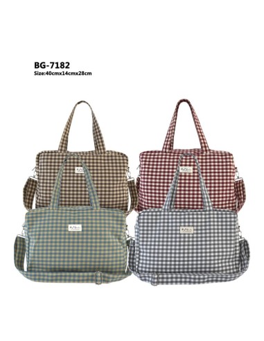 BOLSO DE VIAJE A CUADROS ALGODON