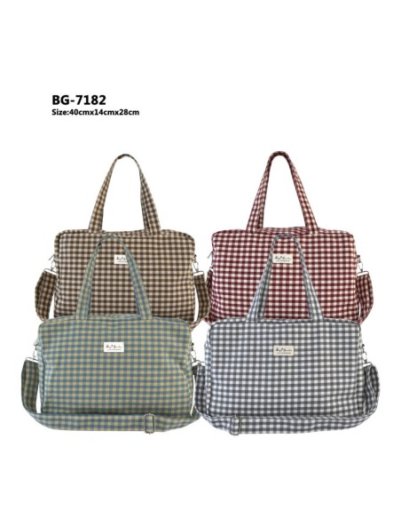 BOLSO DE VIAJE A CUADROS ALGODON