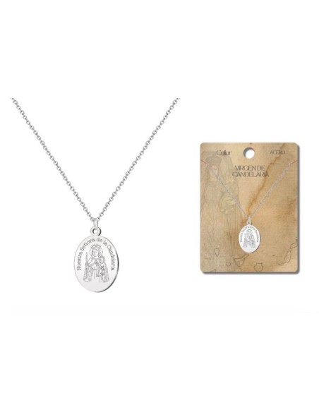 Collar Acero Virgen Candelaria - Elegancia y Fe