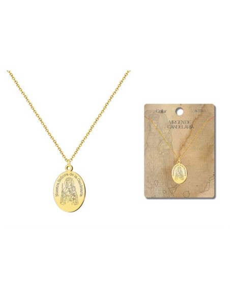 Collar Acero Virgen Candelaria - Elegancia y Fe