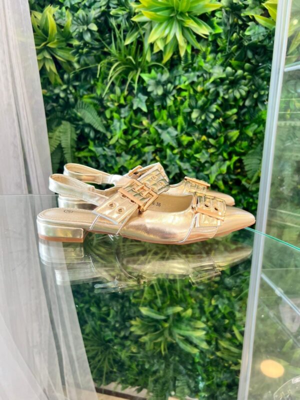 Zapato plano tiras hebillas dorado - Imagen 5
