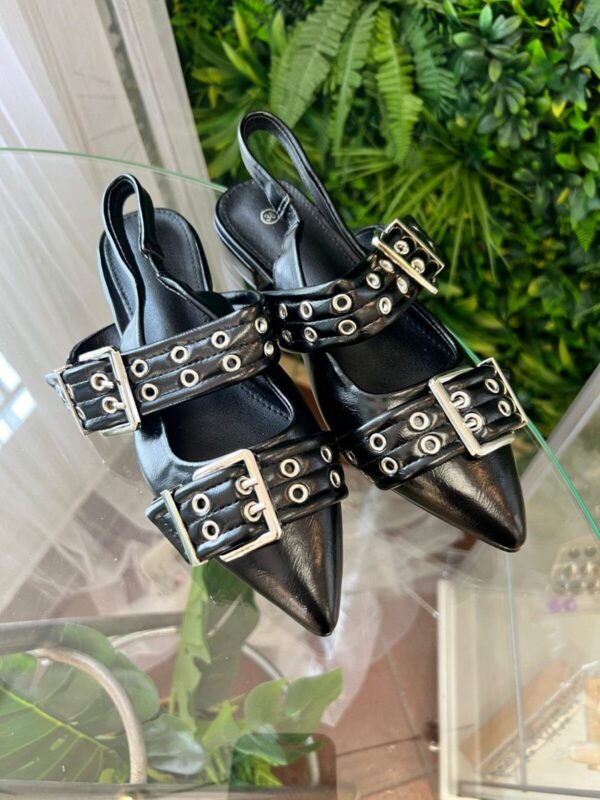 Zapato plano tiras hebillas negro - Imagen 4