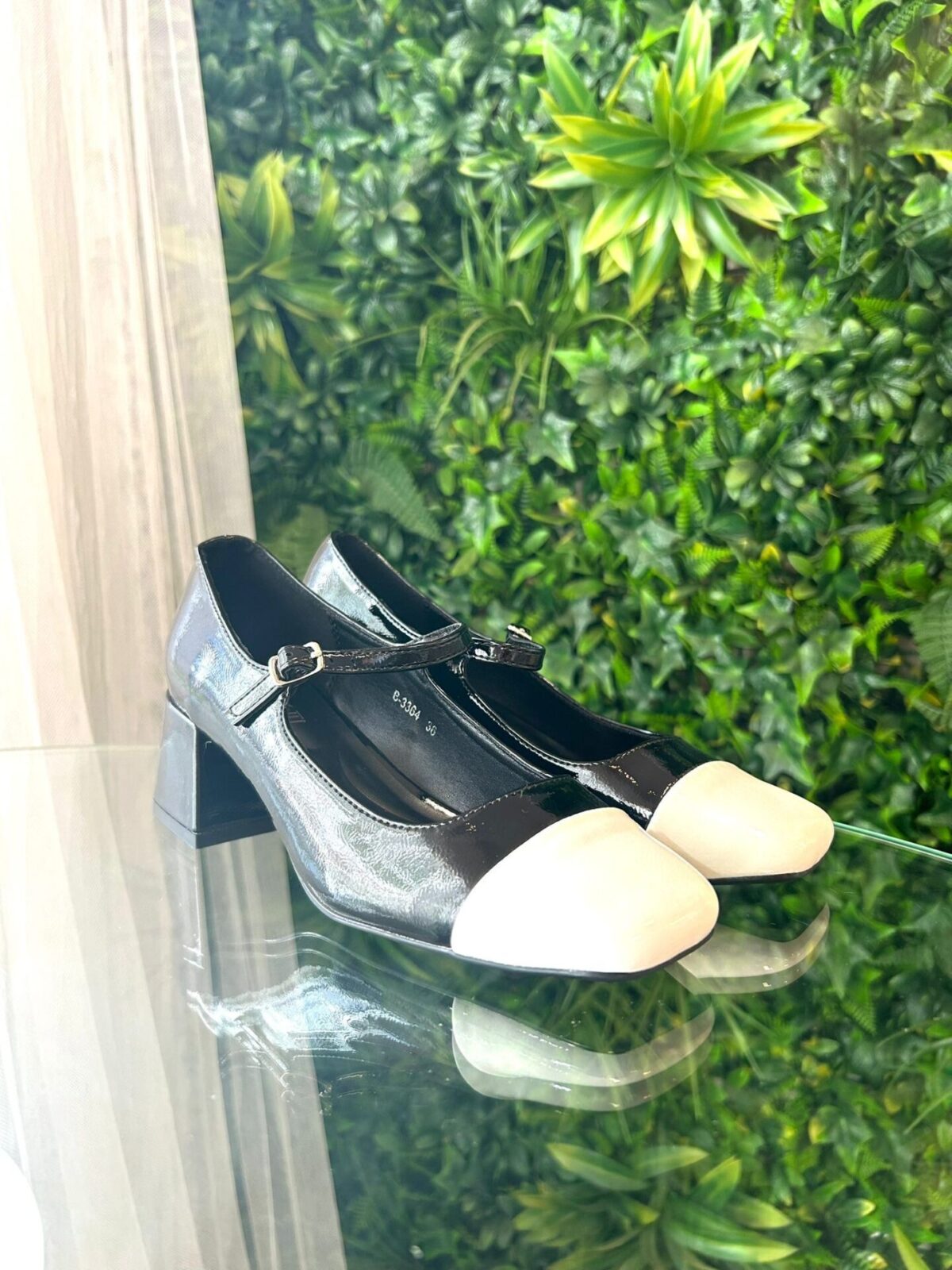 Zapato tacon bicolor mercedita negro/blanco - Imagen 3