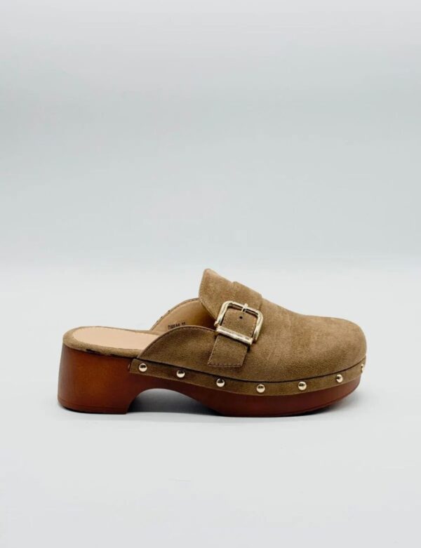 Zueco mini tacon camel