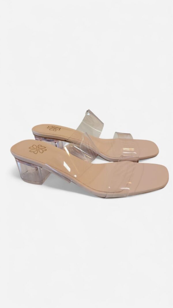 Tacon dos tiras transparente beige - Imagen 4