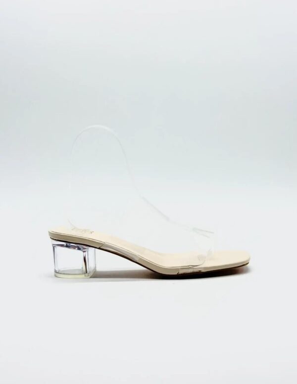 Tacon dos tiras transparente beige