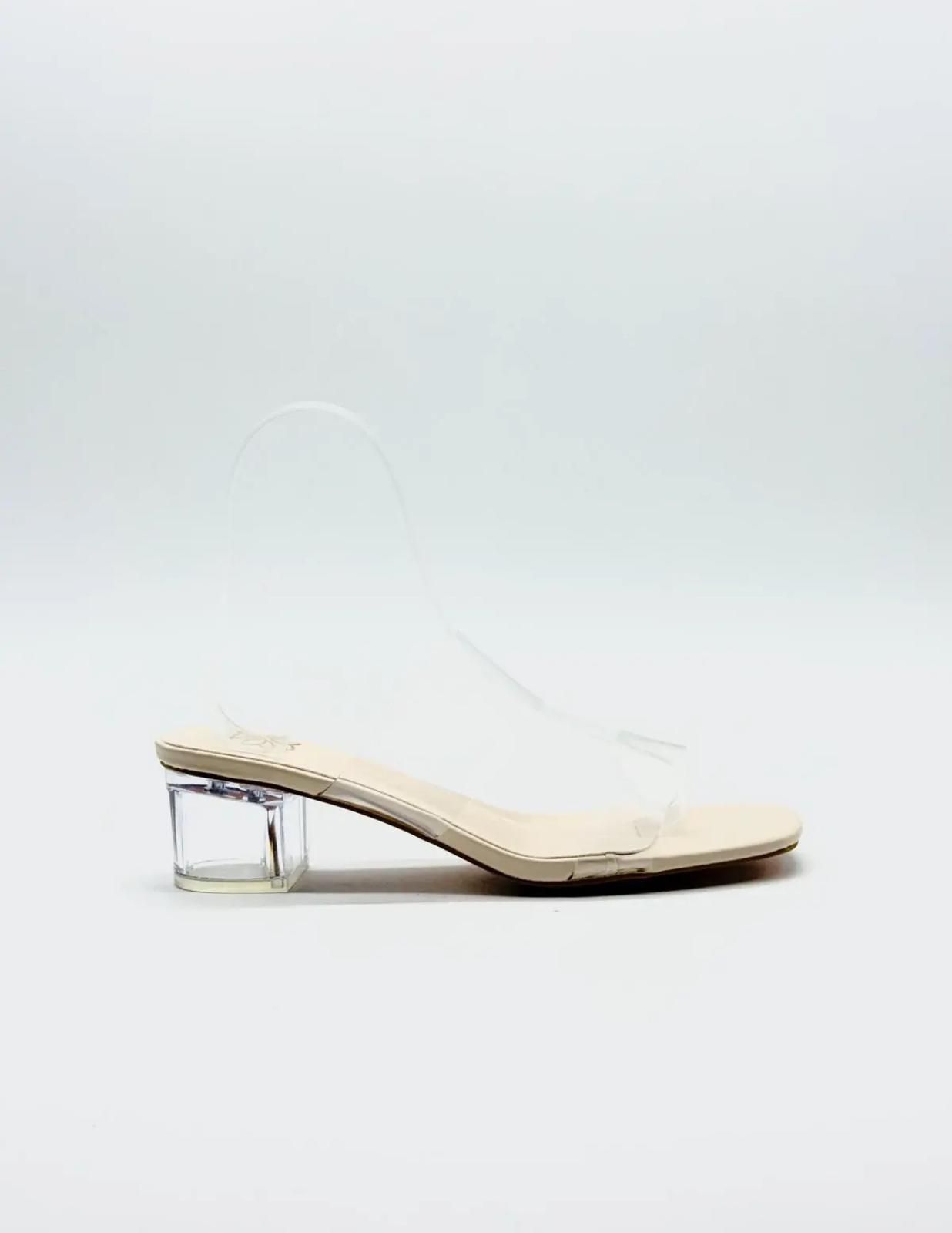 Tacon dos tiras transparente beige