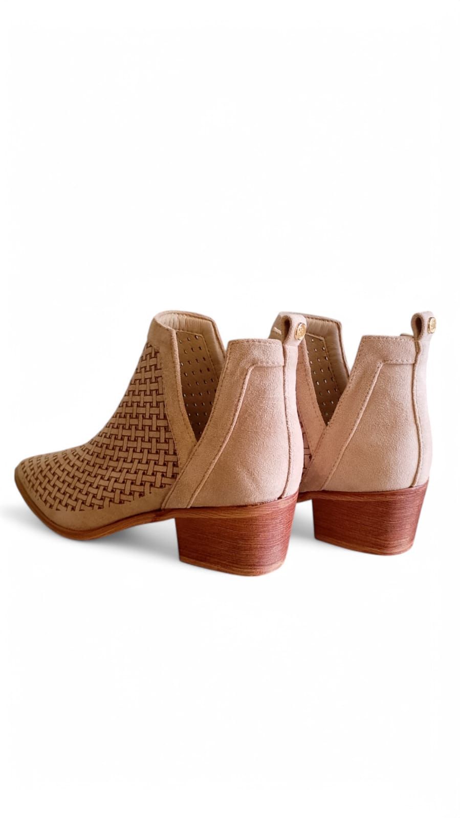Botin semiabierto entrelazado beige - Imagen 3