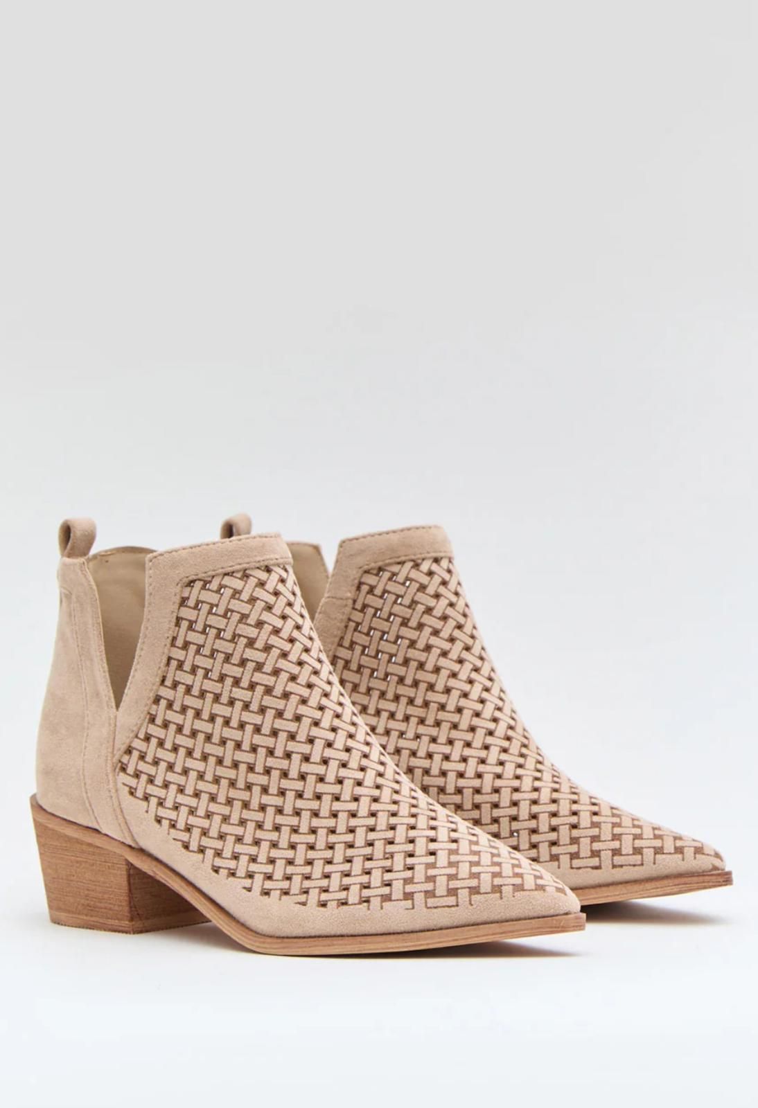 Botin semiabierto entrelazado beige - Imagen 8