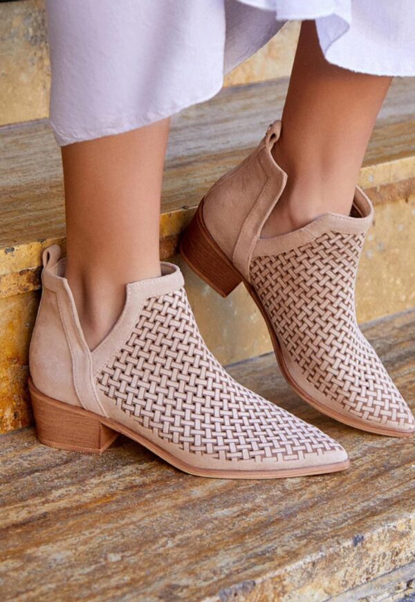 Botin semiabierto entrelazado beige - Imagen 7