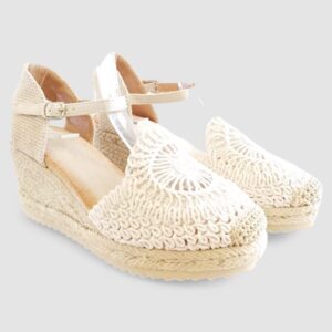 Cuña hilo flor new beige