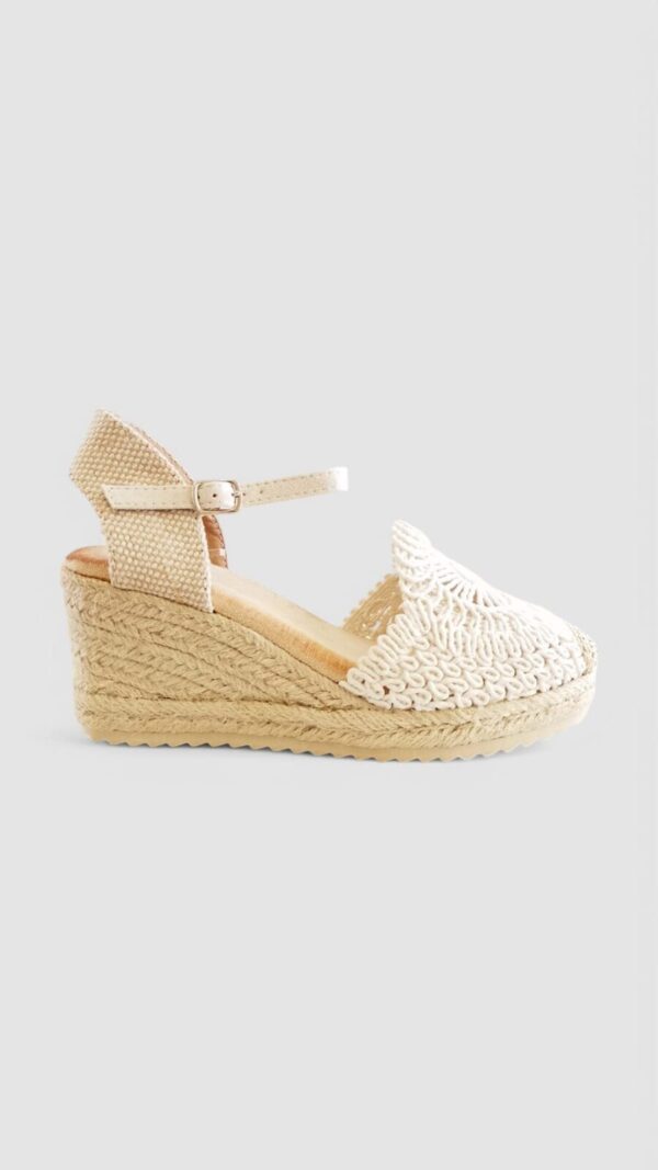 Cuña hilo flor new beige