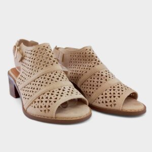 Tacon botin triangulos beige