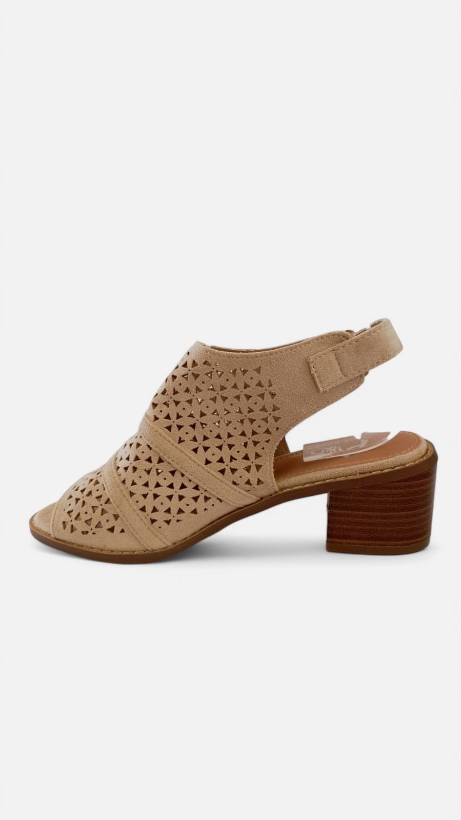Tacon botin triangulos beige - Imagen 3