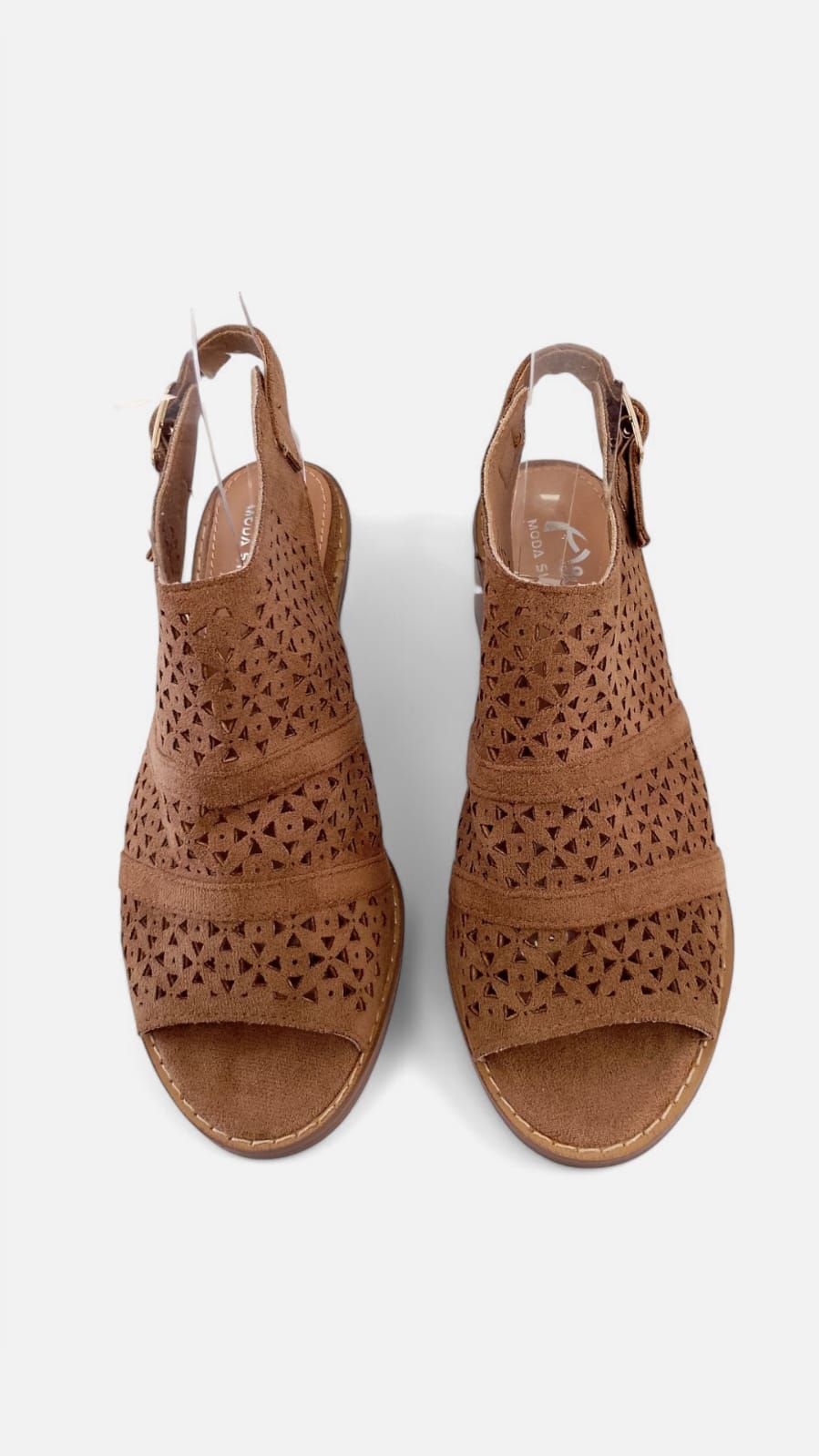 Tacon botin triangulos camel - Imagen 3