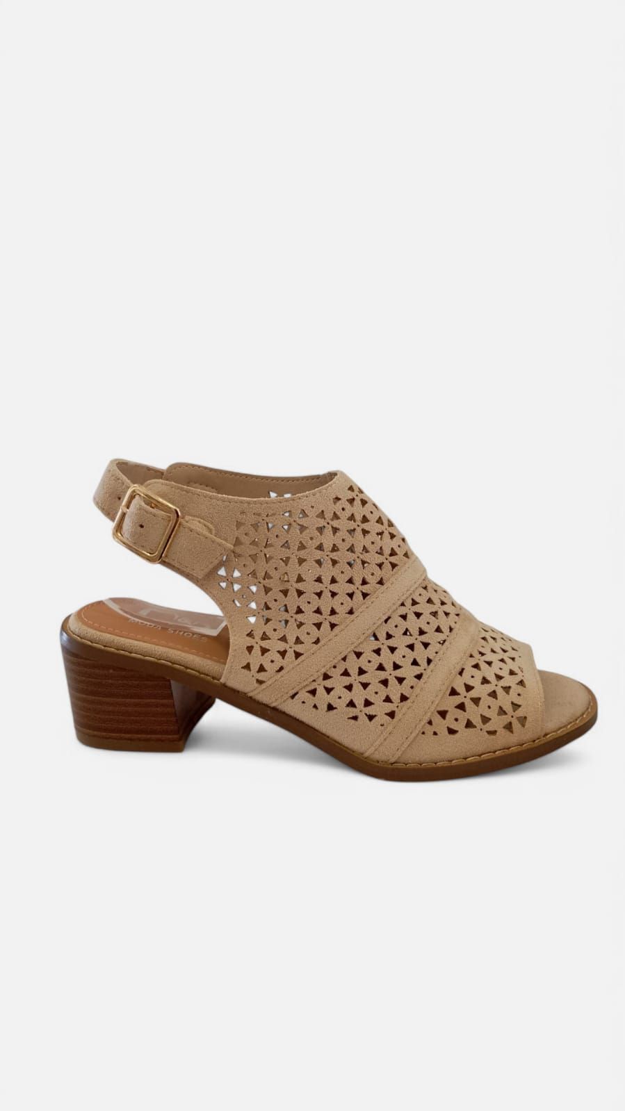 Tacon botin triangulos beige