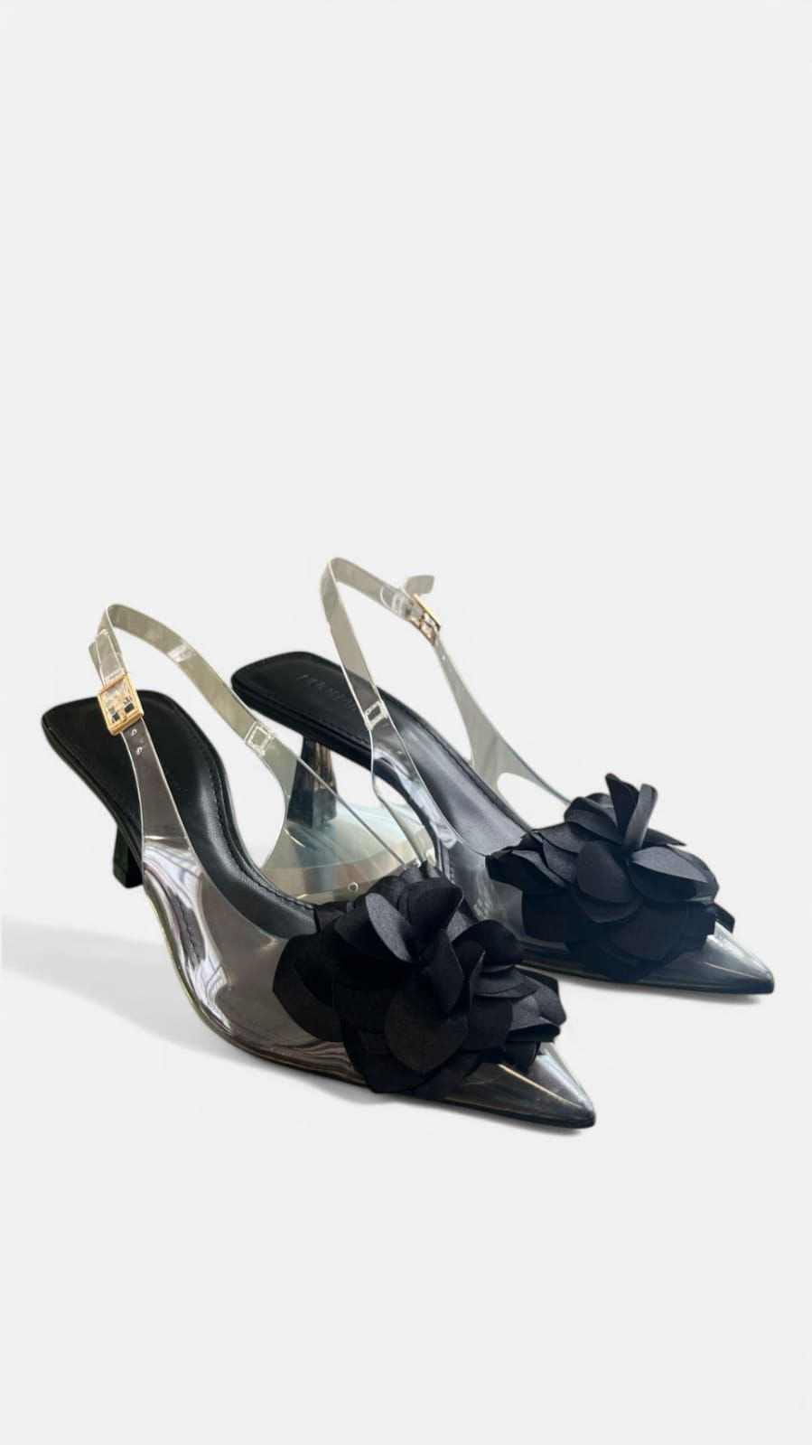 Tacon transparente flor negro - Imagen 3