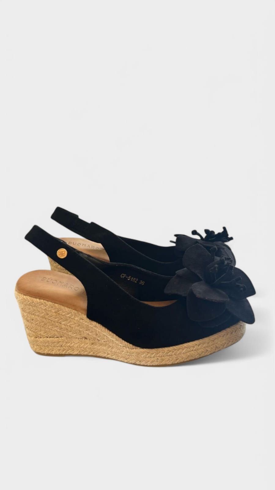Cuña alta flor negro - Imagen 4