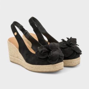 Cuña alta flor negro