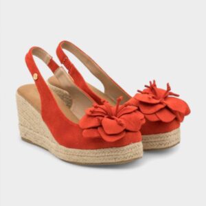 Cuña alta flor rojo