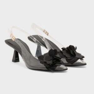 Tacon transparente flor negro