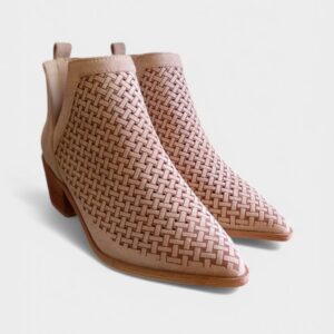 Botin semiabierto entrelazado beige