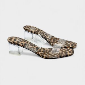 Tacon dos tiras transparente leopardo