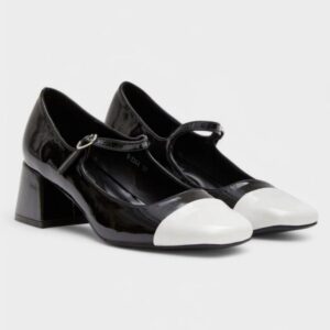 Zapato tacon bicolor mercedita negro/blanco
