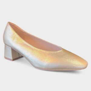 Zapato tacon redondo dorado