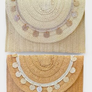 Bolso mano rafia lentejuelas