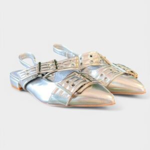 Zapato plano tiras hebillas plata