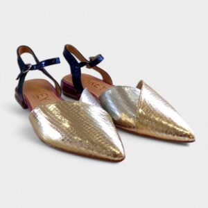 Zapato PIEL destalonado bicolor metalizado