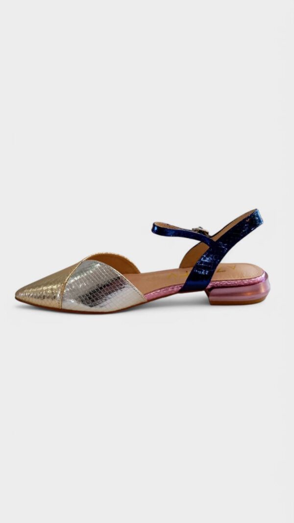 Zapato PIEL destalonado bicolor metalizado - Imagen 3