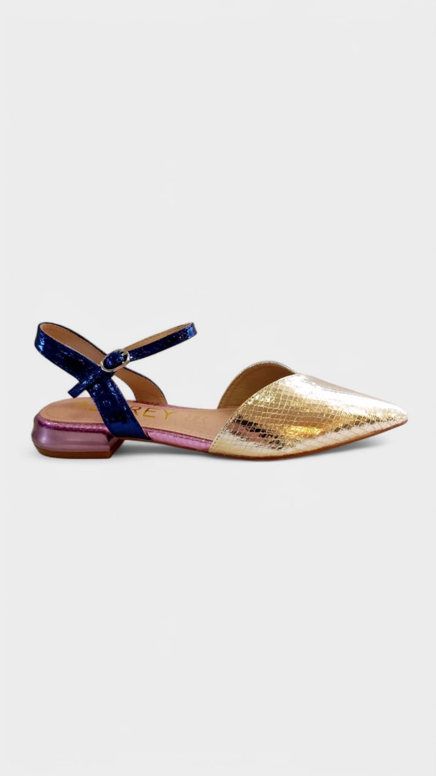 Zapato PIEL destalonado bicolor metalizado