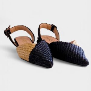 Zapato PIEL destalonado bicolor rafia