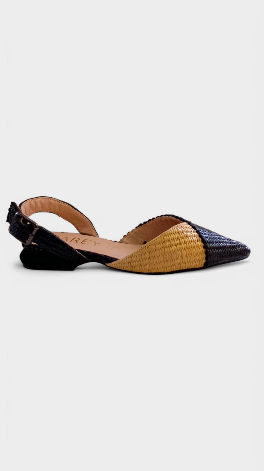 Zapato PIEL destalonado bicolor rafia