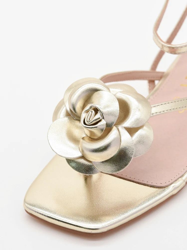 Sandalia PIEL detalle flor dorada - Imagen 6