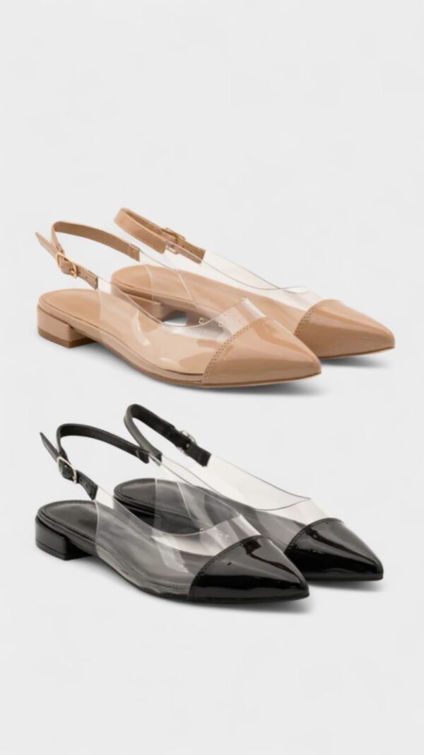 Zapato destalonado transparente pico beige