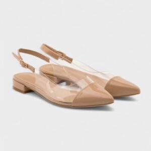 Zapato destalonado transparente pico beige
