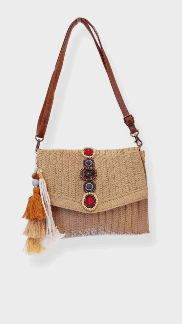 Bolso Rafia Bandolera Hilos