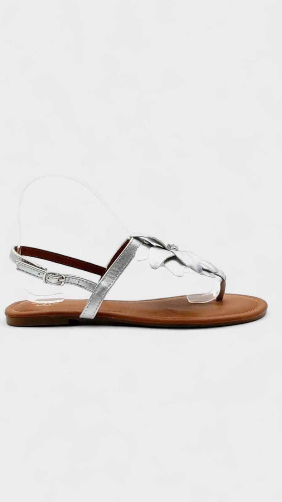 Sandalia esclava flor plata