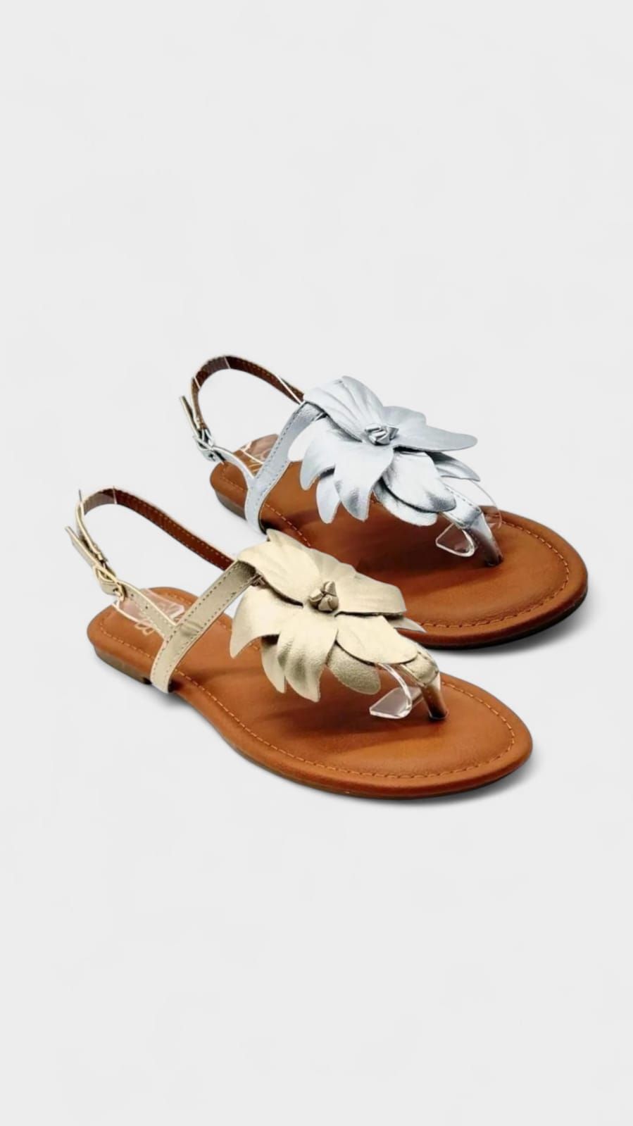 Sandalia esclava flor plata - Imagen 3